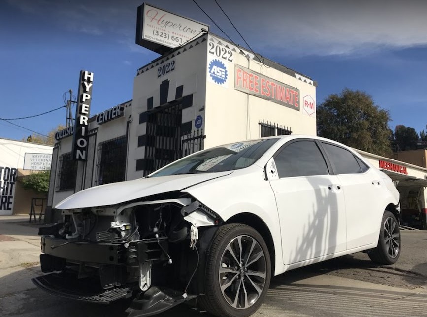 front bumper damage after auto collision