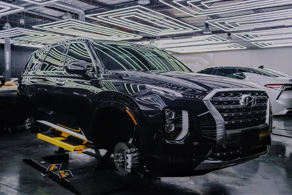 Black Hyundai in showroom
