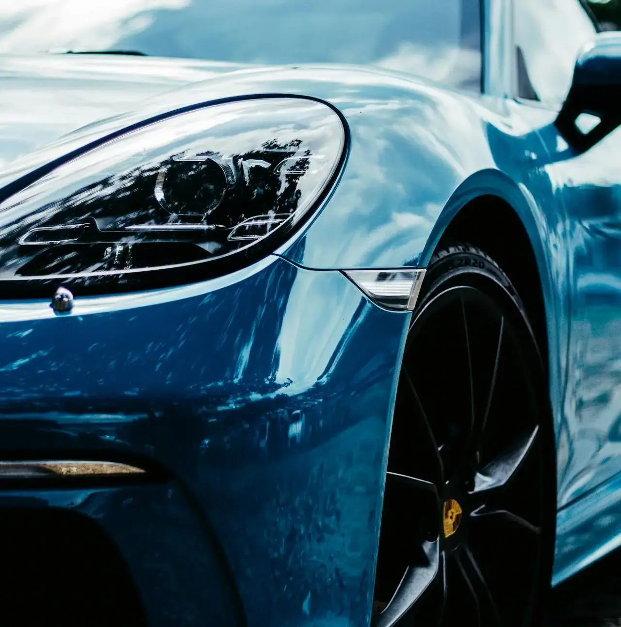 Blue car headlight