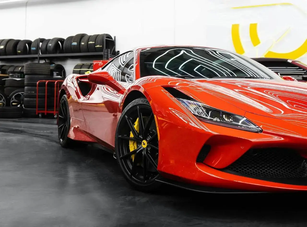Red Ferrari from the side