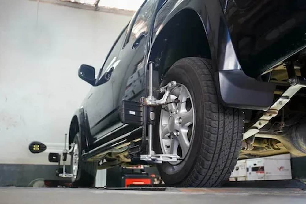 Repair shop fixing car tires